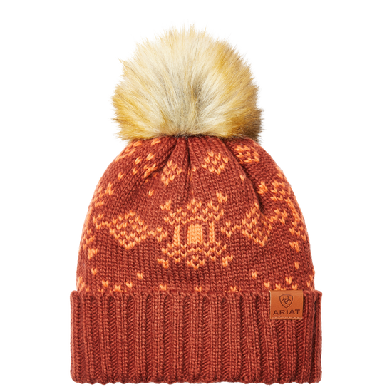 Ariat Ladies Patrona Burnt Brick Red Knitted Beanie 10047222