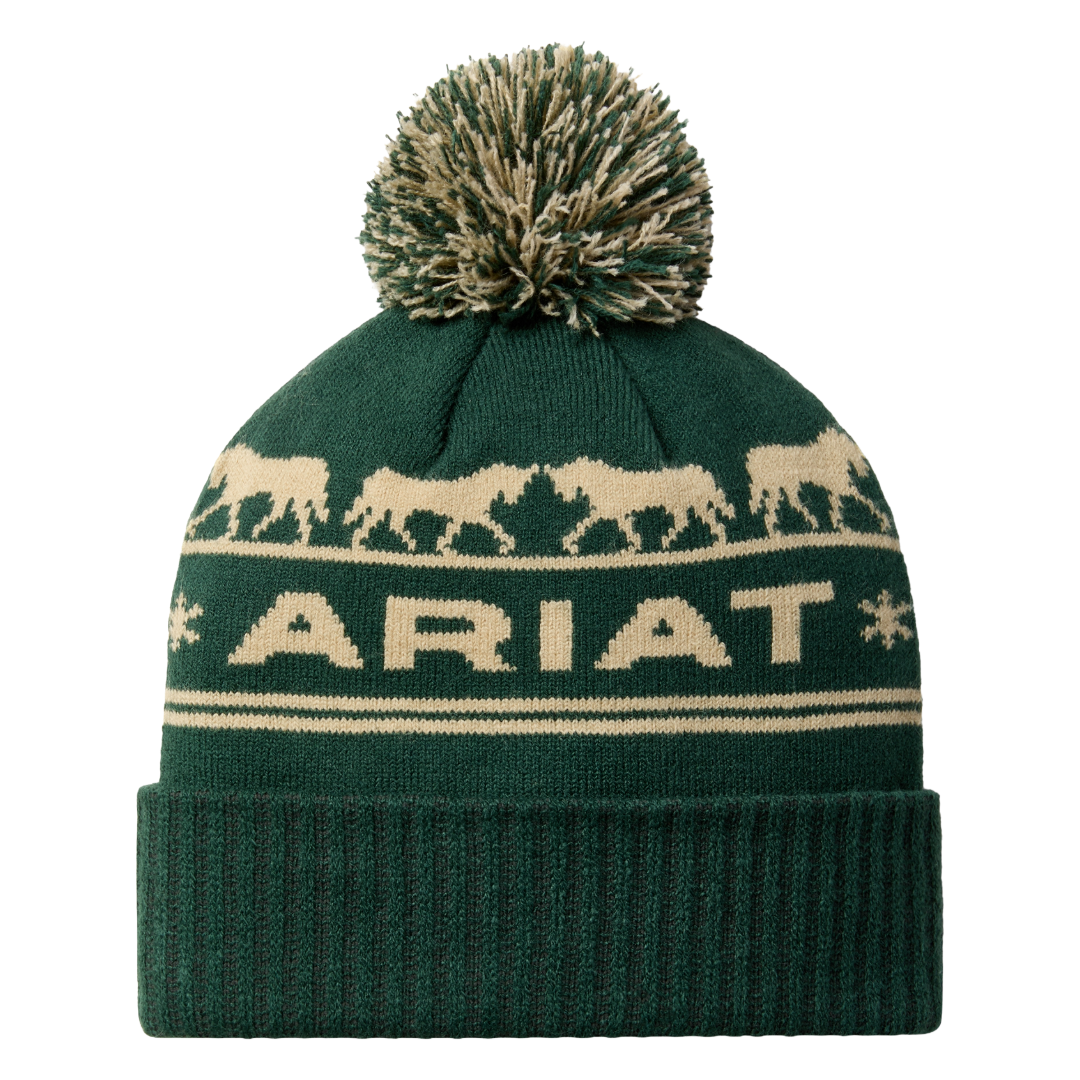 Ariat Ladies Apres Ski Graphic Olive Green Beanie 10063913