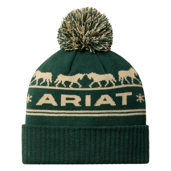 Ariat Ladies Apres Ski Graphic Olive Green Beanie 10063913