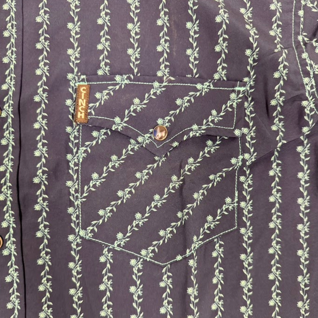 Cinch Men's Modern Fit Blue Floral Stripe Print Snap Shirt MTW1303089