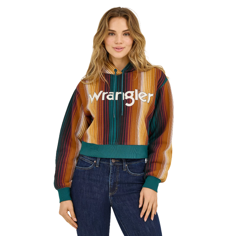 Wrangler Ladies Retro® Americana Cropped Teal Hoodie 112371645