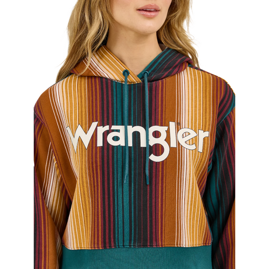 Wrangler Ladies Retro® Americana Cropped Teal Hoodie 112371645
