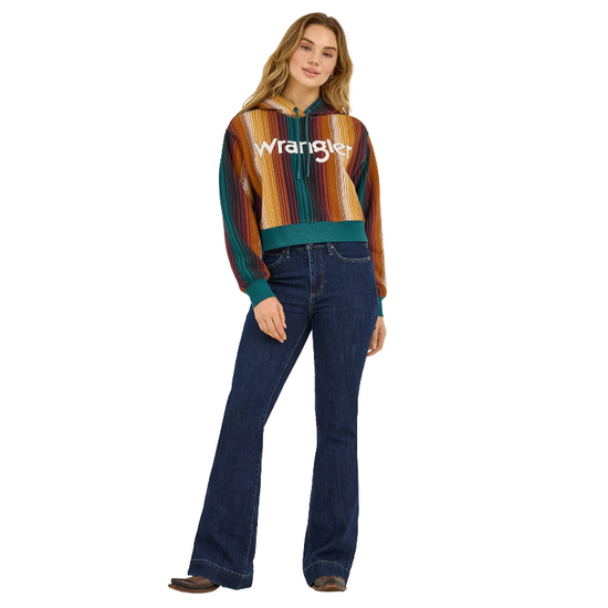 Wrangler Ladies Retro® Americana Cropped Teal Hoodie 112371645