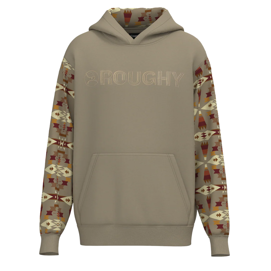 Hooey Men's Simply Taupe & Aztec Print Fleece Hoodie RH1333TNAZ