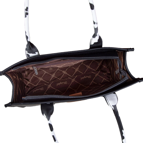 Wrangler Ladies Cow Print Concealed Carry Brown Wide Tote WG102G-8119BR