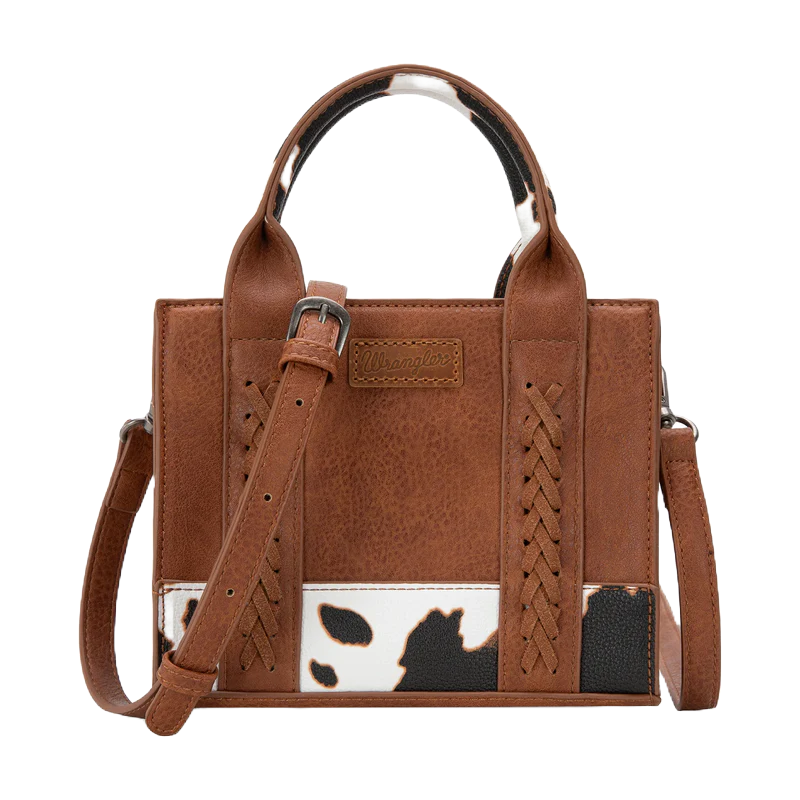 Wrangler Ladies Cow Print Brown Mini Crossbody Tote Bag WG102S-8120BR