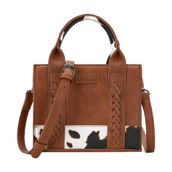 Wrangler Ladies Cow Print Brown Mini Crossbody Tote Bag WG102S-8120BR