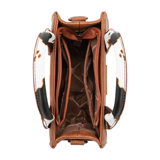 Wrangler Ladies Cow Print Brown Mini Crossbody Tote Bag WG102S-8120BR