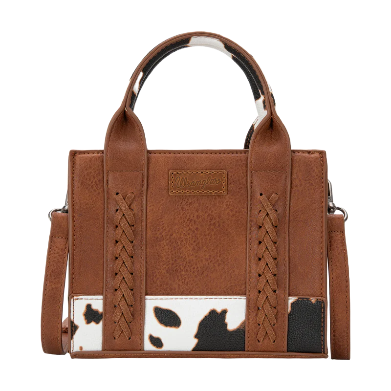 Wrangler Ladies Cow Print Brown Mini Crossbody Tote Bag WG102S-8120BR