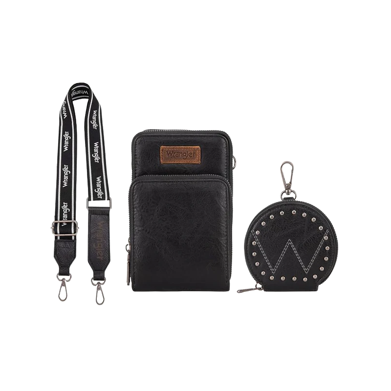 Wrangler Ladies Black Cellphone With Coin Pouch Crossbody Wallet WG117-207BK