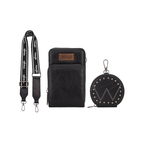 Wrangler Ladies Black Cellphone With Coin Pouch Crossbody Wallet WG117-207BK