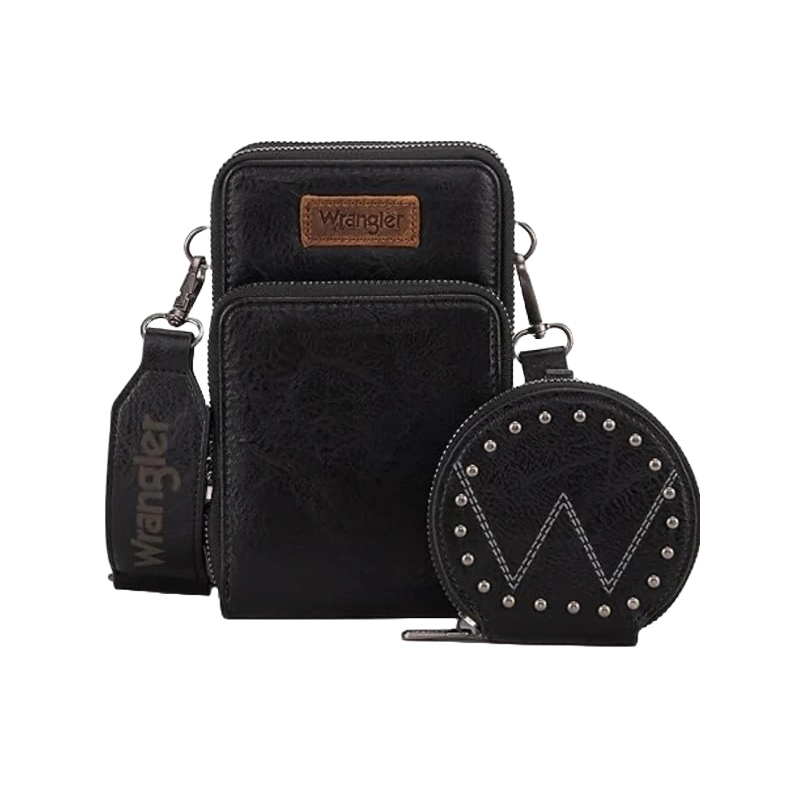 Wrangler Ladies Black Cellphone With Coin Pouch Crossbody Wallet WG117-207BK