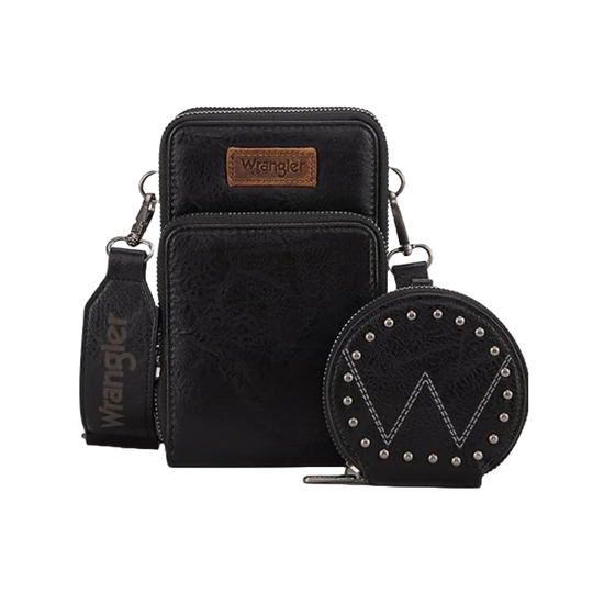 Wrangler Ladies Black Cellphone With Coin Pouch Crossbody Wallet WG117-207BK