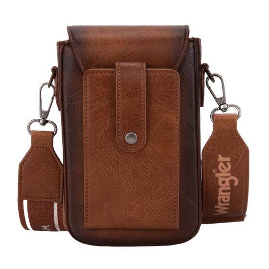 Wrangler Ladies Brown Cell Phone Purse With Back Card Slots Crossbody Bag WG118-204BR