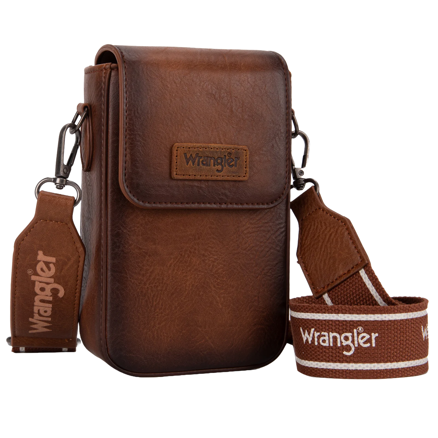 Wrangler Ladies Brown Cell Phone Purse With Back Card Slots Crossbody Bag WG118-204BR