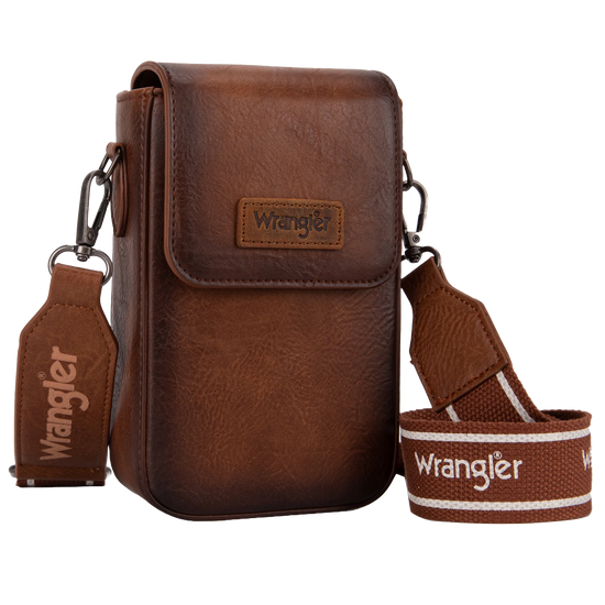 Wrangler Ladies Brown Cell Phone Purse With Back Card Slots Crossbody Bag WG118-204BR
