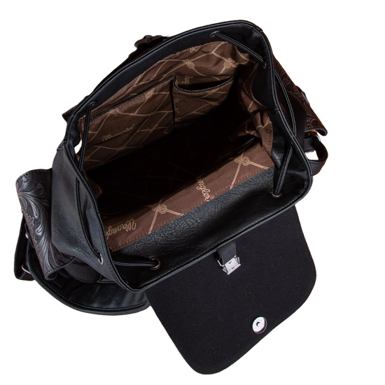 Wrangler Ladies Vintage Floral Tooled Black Backpack WG12-9110BBK