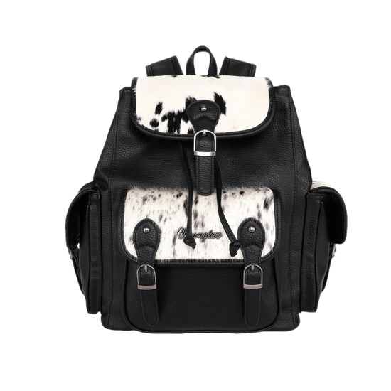 Wrangler Ladies Hair-On Cowhide Black Buckled Backpack WG12-9110BK
