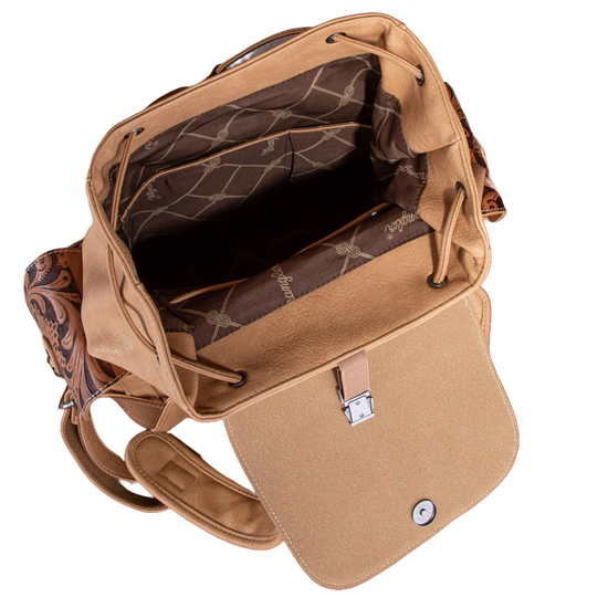 Wrangler Ladies Vintage Floral Tooled Light Brown Backpack WG12-9110BLBR