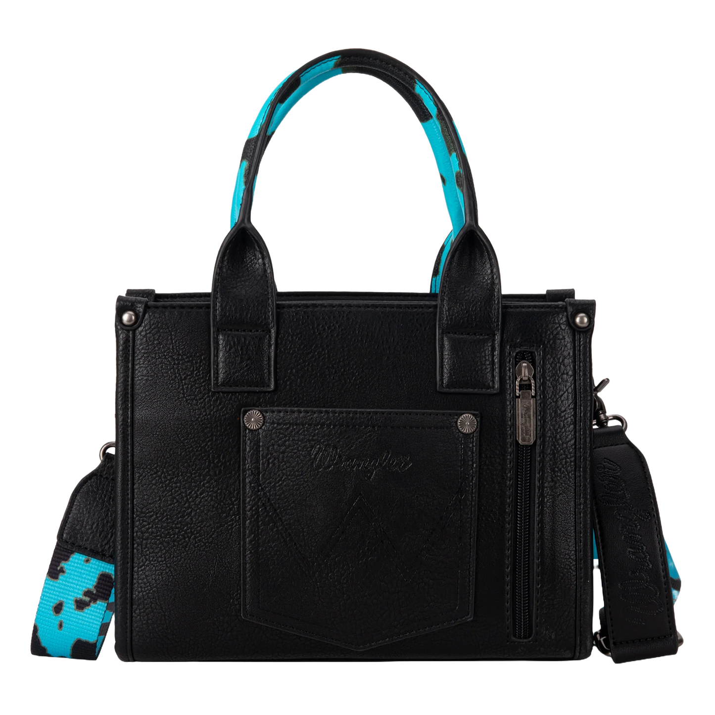 Wrangler Ladies Cow Print Concealed Carry Turquoise Tote Bag WG133-8120STQ