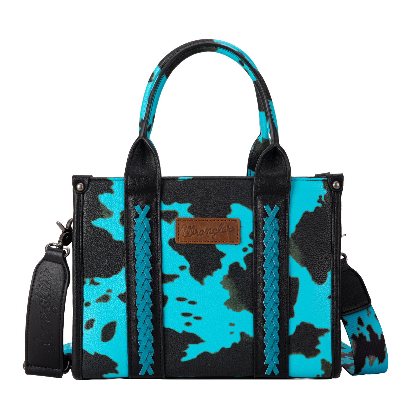 Wrangler Ladies Cow Print Concealed Carry Turquoise Tote Bag WG133-8120STQ