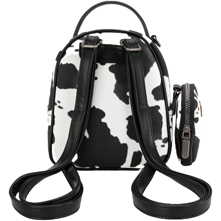 black and white leather backpack purse Wrangler Cowboy Print with Coin Pouch Size One Size its a lovely small and lightweight backpack purse perfect for women. Backpacks
