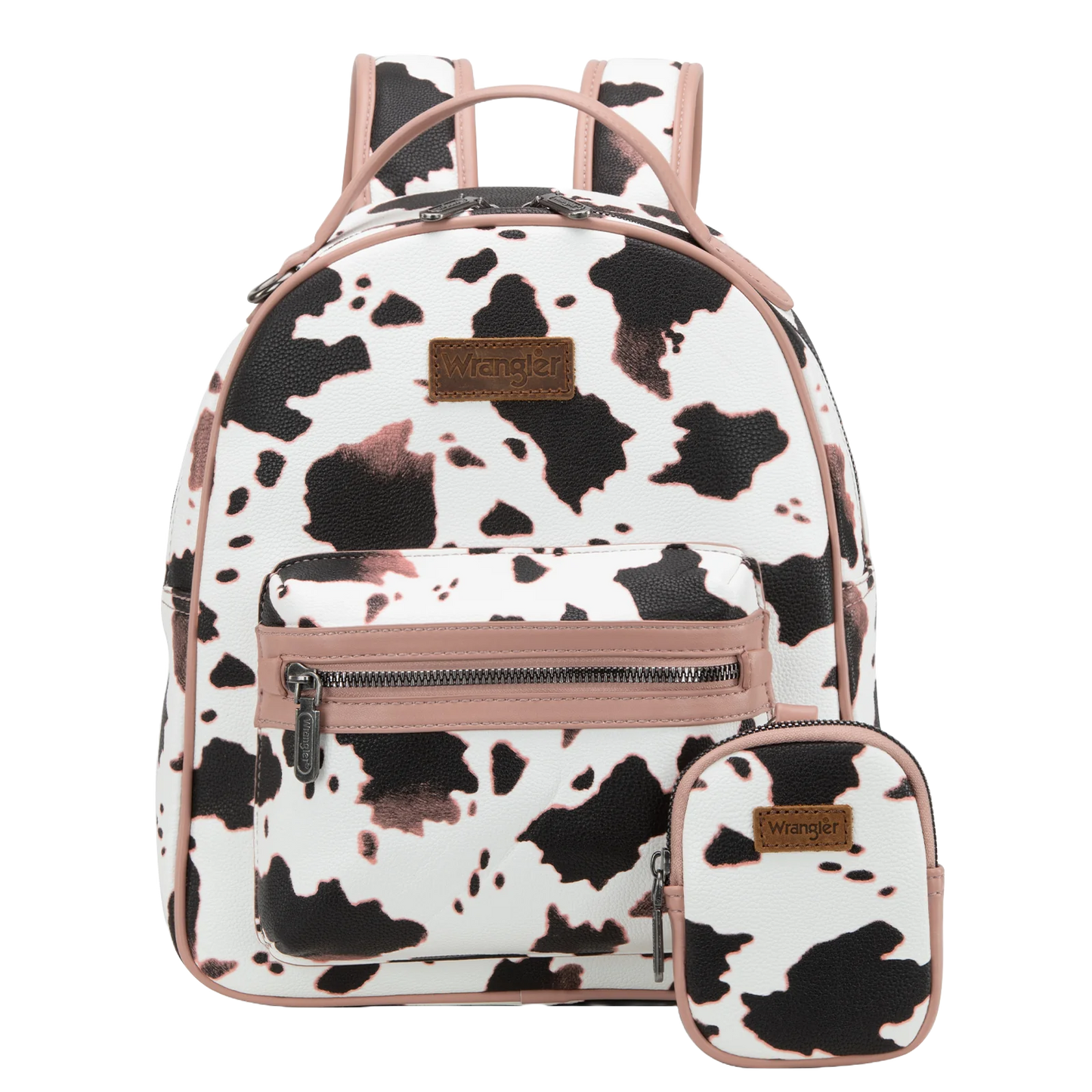 Wrangler Ladies Pink Cow Print Backpack with Coin Pouch WG133-8603PK