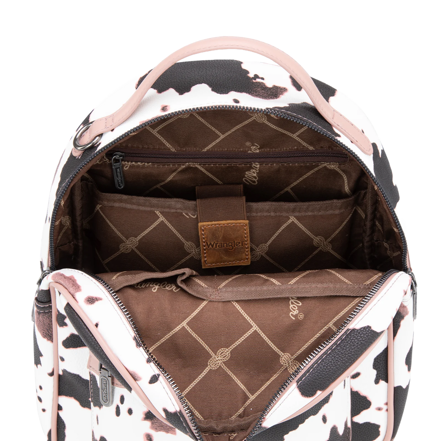 Wrangler Ladies Pink Cow Print Backpack with Coin Pouch WG133-8603PK