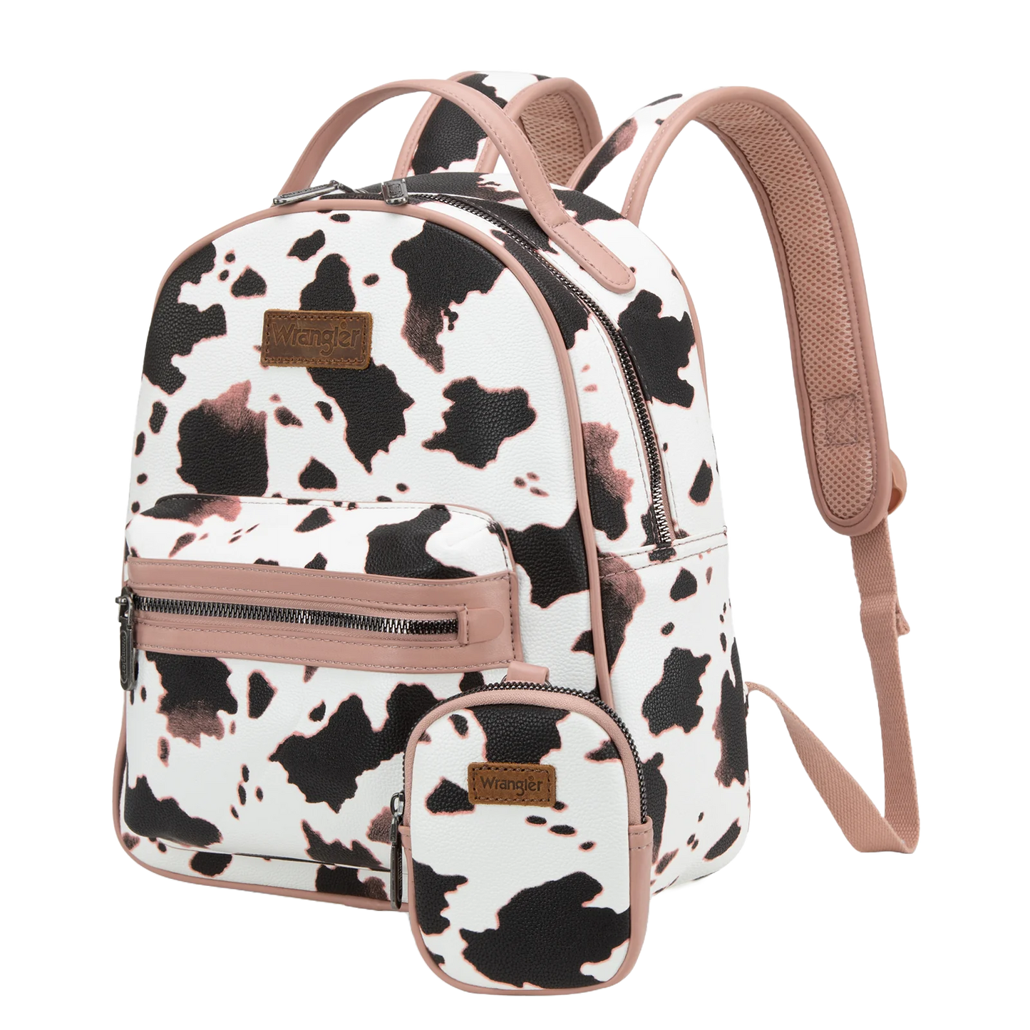 Wrangler Ladies Pink Cow Print Backpack with Coin Pouch WG133-8603PK