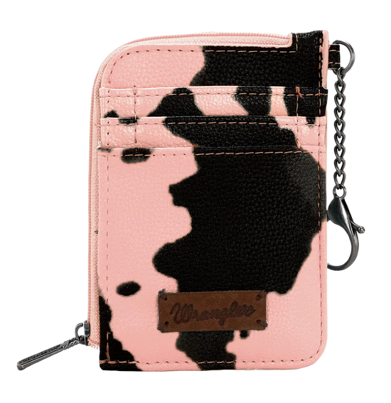 Wrangler Ladies Cow Print Brown Mini Zip Card Case WG133-W005PK