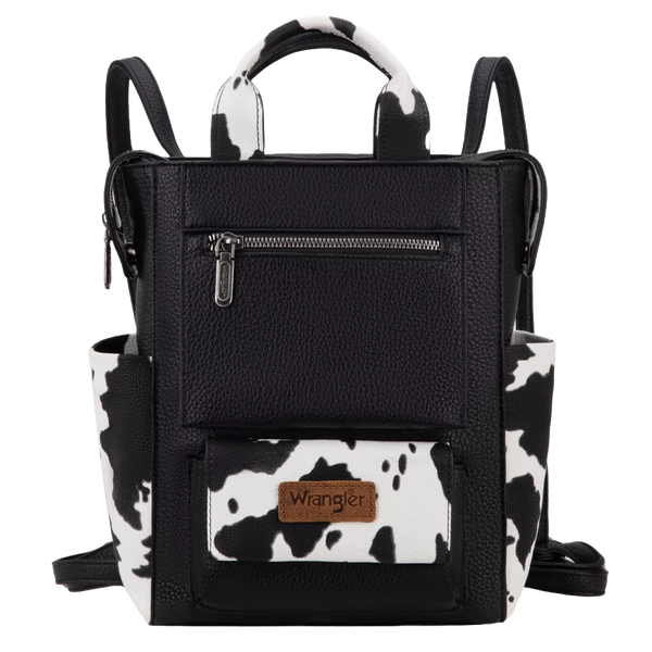 Wrangler Cow Print Tote/Shoulder Bag Convertible Backpack - BK-OW Wrangler Cow Print Tote/Shoulder Bag Convertible Backpack  main image 4