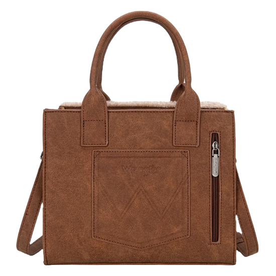 Wrangler Ladies Sherpa Southwestern Print Brown Small Canvas Tote WG166G-8120BR