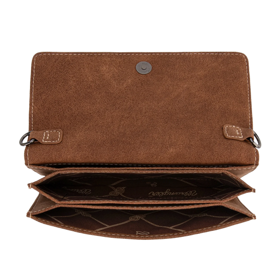Wrangler Ladies Genuine Hair-On Cowhide Brown Mini Crossbody Bag WG169-W030BR