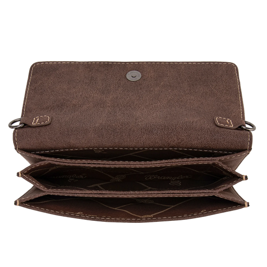 Wrangler Ladies Genuine Hair-On Cowhide Coffee Mini Crossbody Bag WG169-W030CF