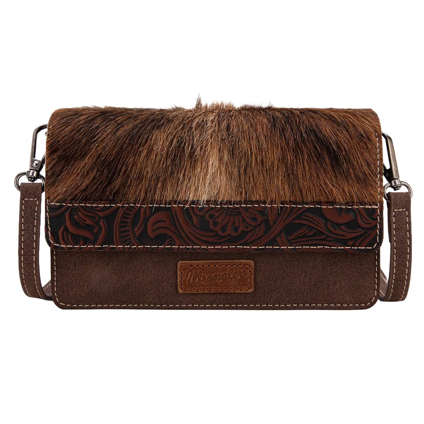 Wrangler Ladies Genuine Hair-On Cowhide Coffee Mini Crossbody Bag WG169-W030CF