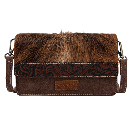 Wrangler Ladies Genuine Hair-On Cowhide Coffee Mini Crossbody Bag WG169-W030CF