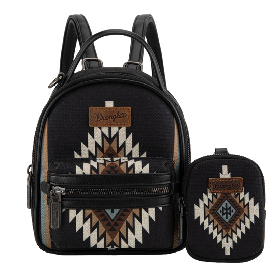 Wrangler Ladies Southwestern Black Mini Backpack With Coin Purse WG174-8601BK