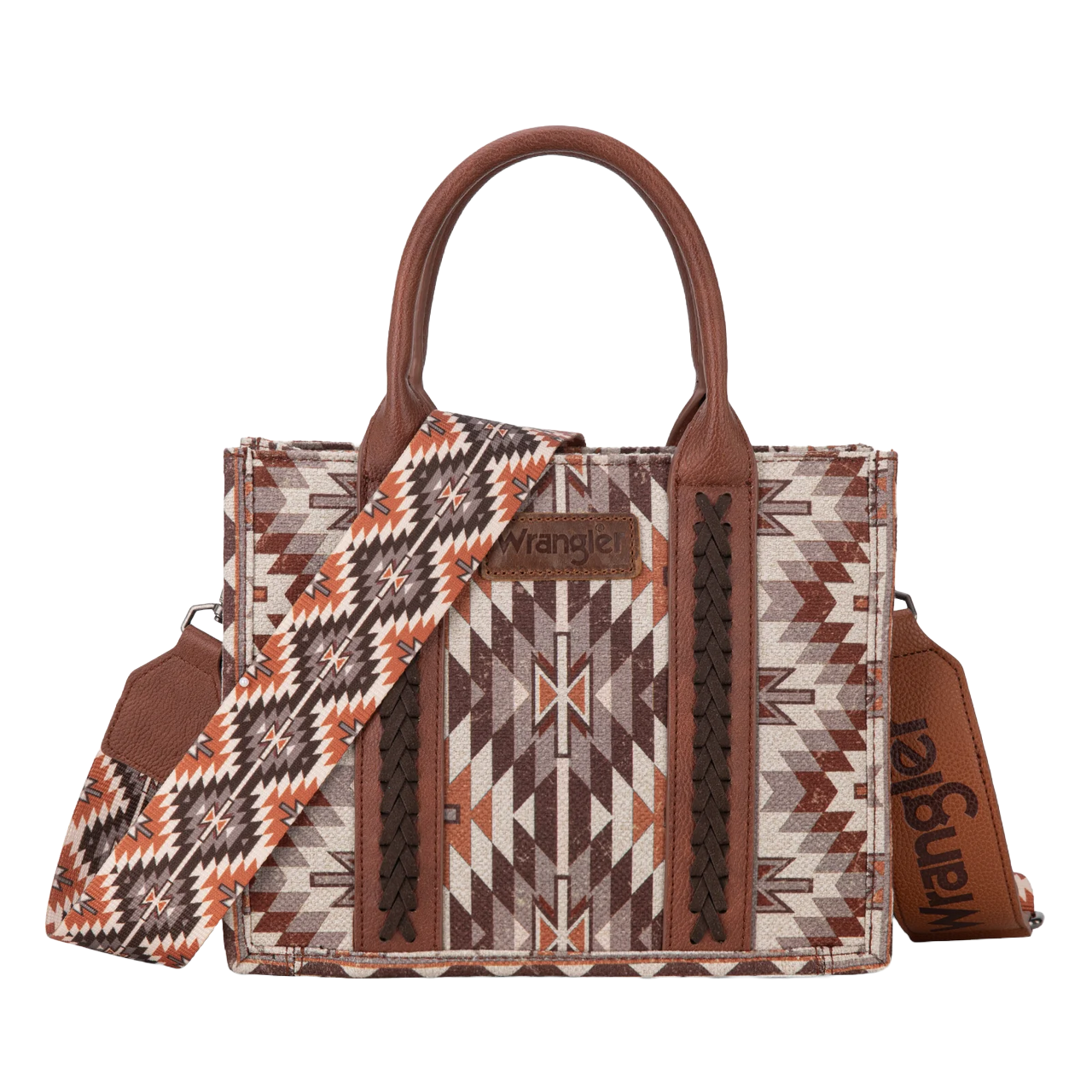 Wrangler Ladies Brown Southwestern Print Tote Crossbody WG2213-8120SBR