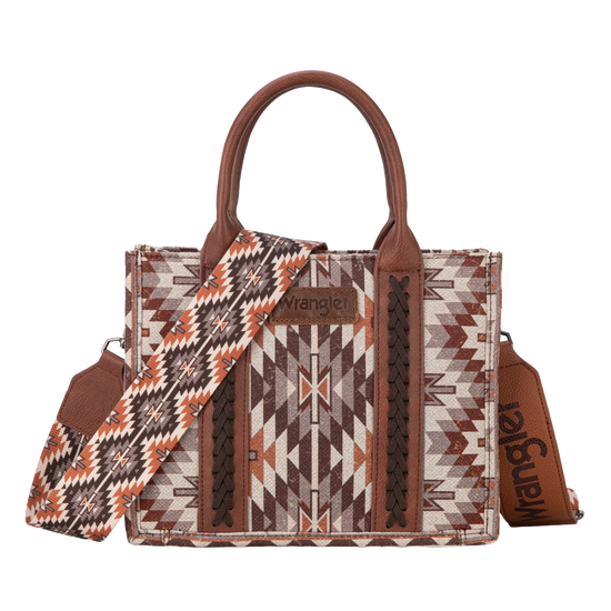 Wrangler Ladies Brown Southwestern Print Tote Crossbody WG2213-8120SBR