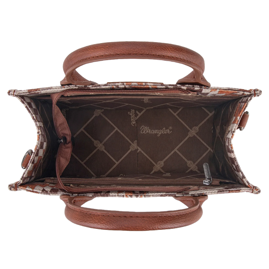 Wrangler Ladies Brown Southwestern Print Tote Crossbody WG2213-8120SBR