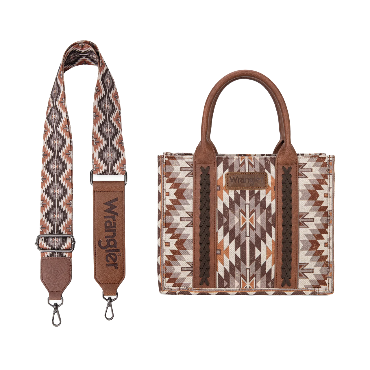 Wrangler Ladies Brown Southwestern Print Tote Crossbody WG2213-8120SBR
