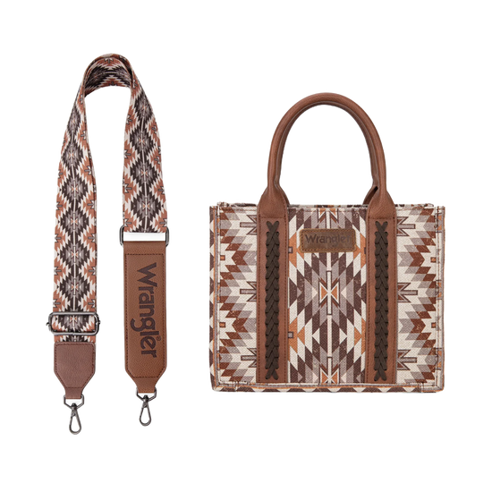 Wrangler Ladies Brown Southwestern Print Tote Crossbody WG2213-8120SBR