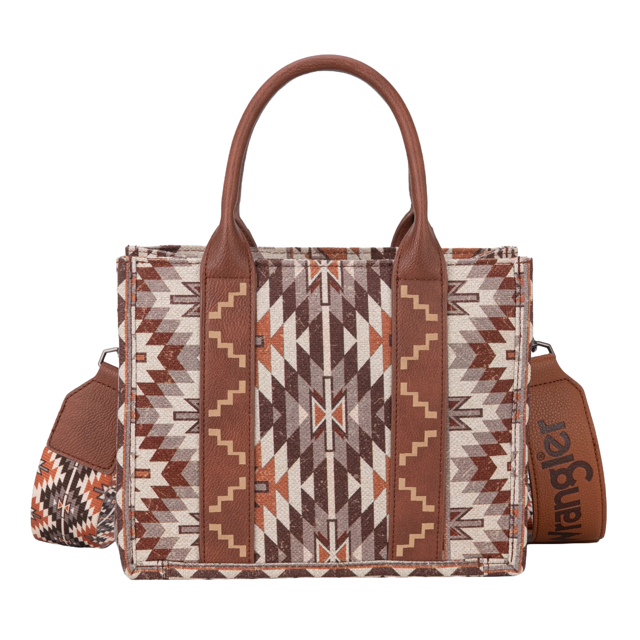 Wrangler Ladies Brown Southwestern Print Tote Crossbody WG2213-8120SBR