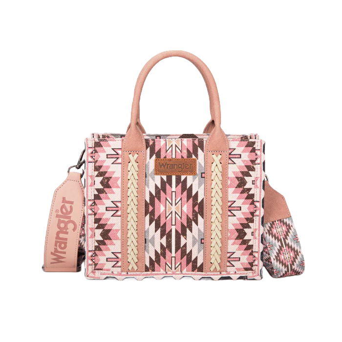 Wrangler Ladies Dark Pink Southwestern Print Tote Crossbody Bag WG2213