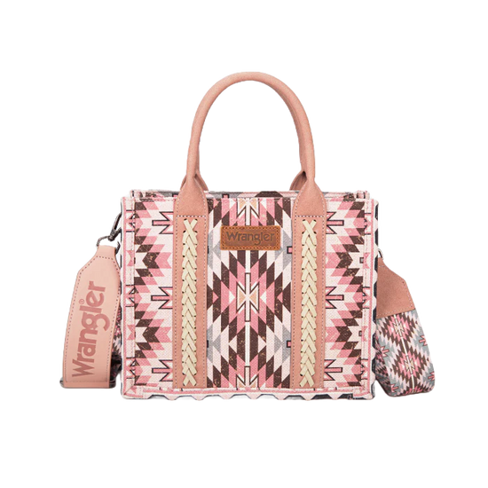 Wrangler Ladies Dark Pink Southwestern Print Tote Crossbody Bag WG2213-8120SDPK