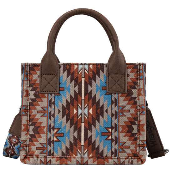 Wrangler Ladies Southwestern Pattern Dual Sided Print Coffee Mini Tote Crossbody Bag WG2213-8866SCF