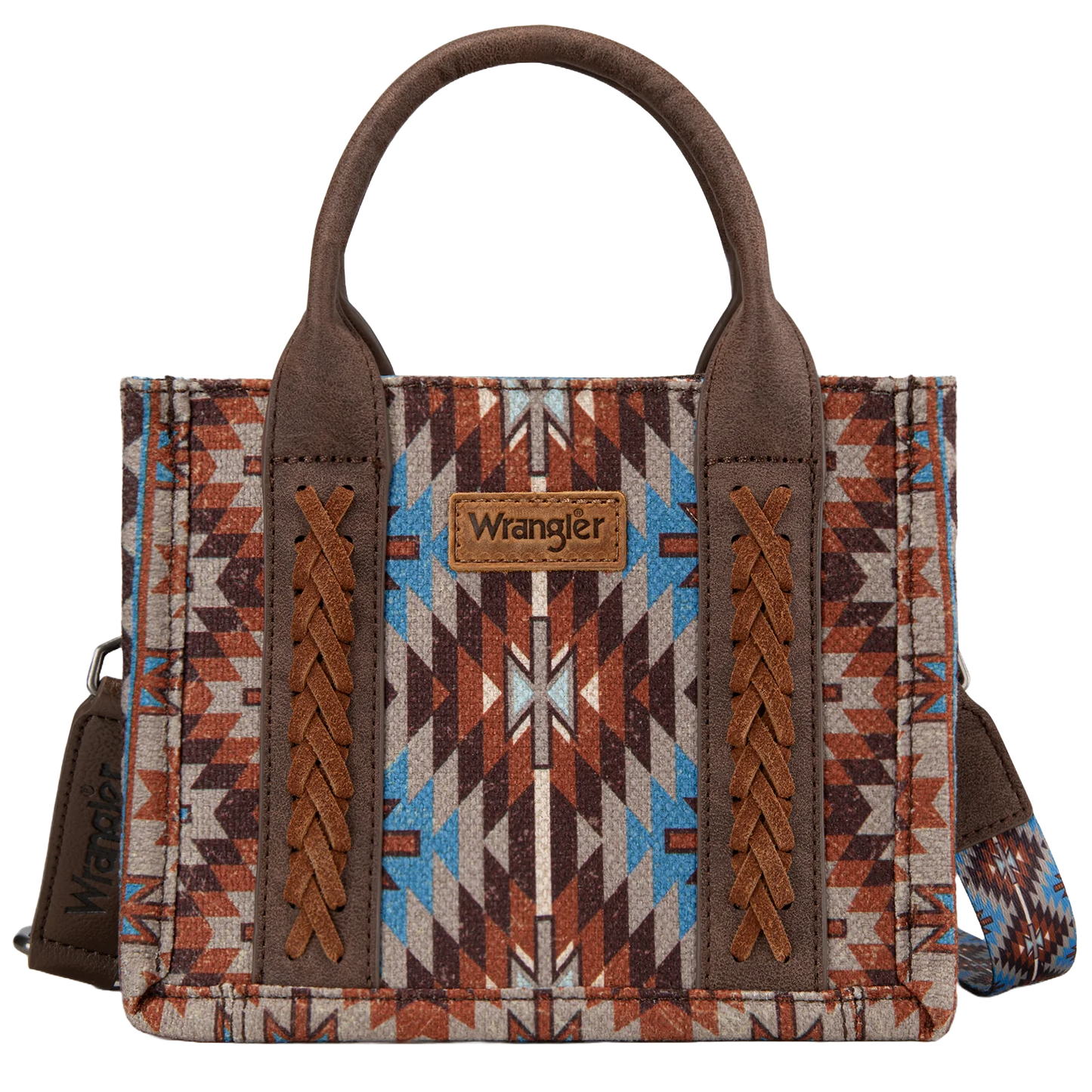 Wrangler Ladies Southwestern Pattern Dual Sided Print Coffee Mini Tote Crossbody Bag WG2213-8866SCF