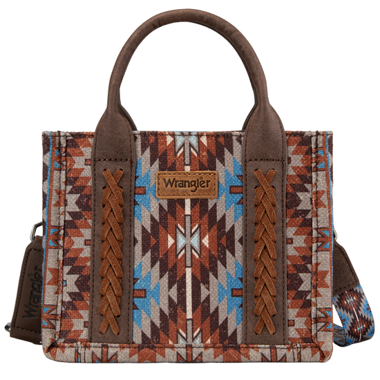 Wrangler Ladies Southwestern Pattern Dual Sided Print Coffee Mini Tote Crossbody Bag WG2213-8866SCF
