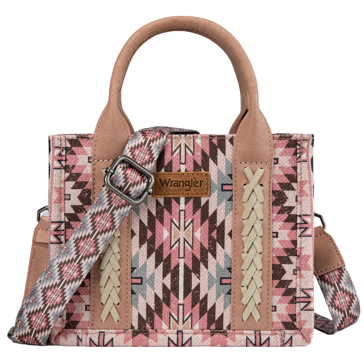 Wrangler Ladies Southwestern Print Dark Pink Mini Tote Crossbody Bag WG2213-8866SDPK