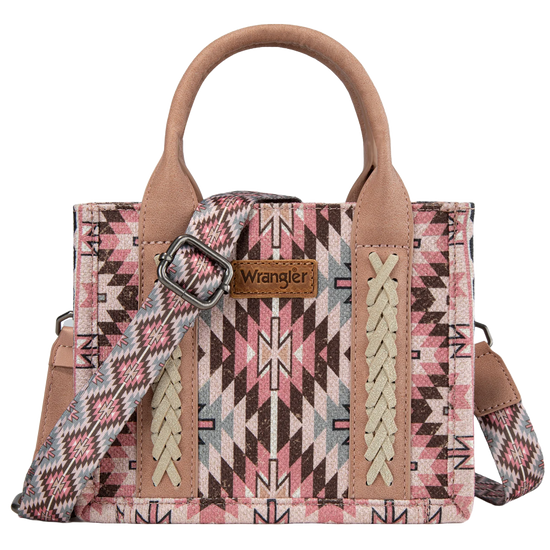 Wrangler Ladies Southwestern Print Dark Pink Mini Tote Crossbody Bag WG2213-8866SDPK